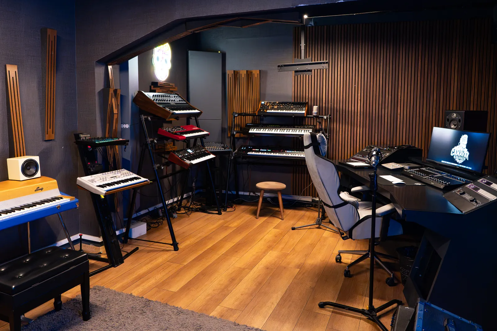 Studio gear and acoustic treatment